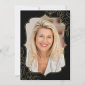 Bloemen Goud Zwart Foto 60e Verjaardagsfeest Kaart (Achterkant)