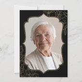 Bloemen Goud Zwart Foto 90e Verjaardagsfeest Kaart (Achterkant)