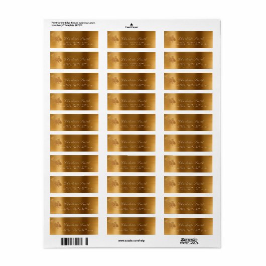 Bloemen Gouden Folie Metallic Monochromatische RSV Etiket (Full Sheet)
