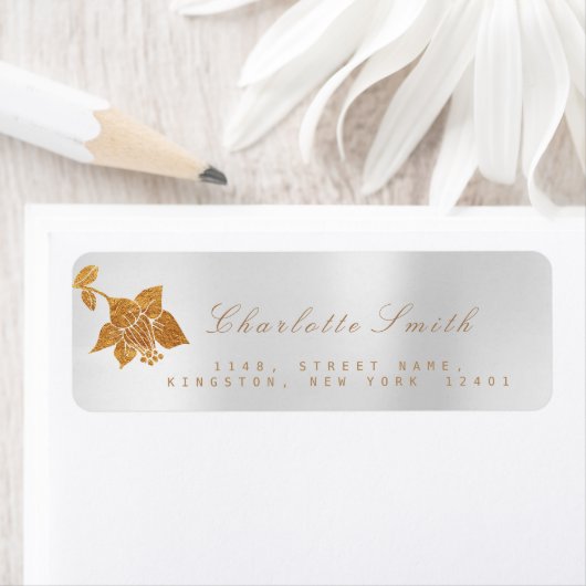Bloemen Gouden Folie Metallic Zilver Grijs RSVP Etiket (Insitu)