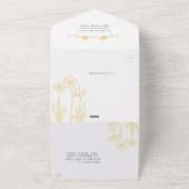 Bloemen Gouden Geel en Witte Huwelijk All In One Uitnodiging (Buitenkant)