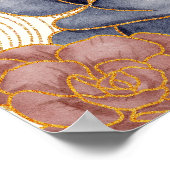 Bloemen Gouden Glinsterende Lijnen Poster (Hoek)