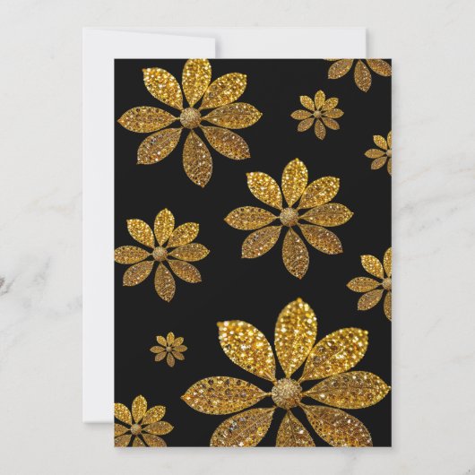 Bloemen Gouden Glitter Bloem Sweet 16 Verjaardag Kaart (Achterkant)