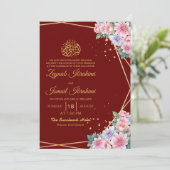 Bloemen Gouden Kleur Bourgondië Islamitische islam Kaart (Staand voorkant)