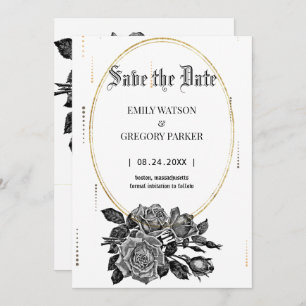 bloemen, gouden lijst met uitzondering van de dat save the date