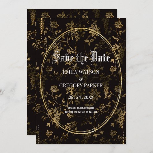  bloemen, gouden lijst met uitzondering van de dat save the date (Voorkant / Achterkant)