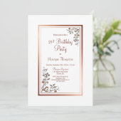  Bloemen Gouden Rand 21e Verjaardagsfeest Kaart (Staand voorkant)