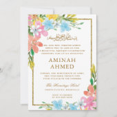 Bloemen Gouden Rand Islamitische Aqiqa Aqeeqa Baby Kaart (Voorkant)