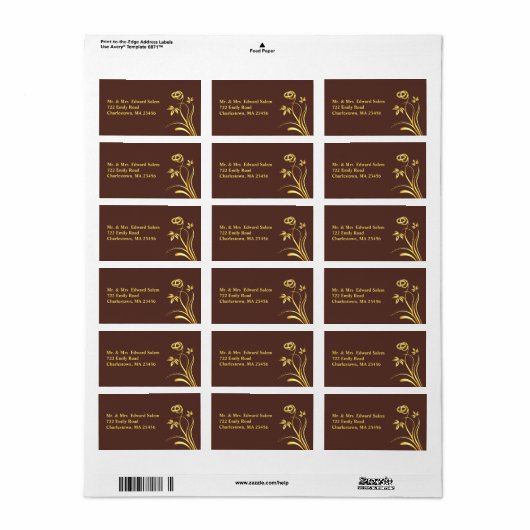 Bloemen Gouden Ringen Medium verzendlabels Etiket (Full Sheet)