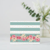  bloemen goudfaux glitter stippen strepen briefkaart (Staand voorkant)