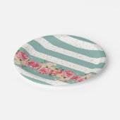  bloemen goudfaux glitter stippen strepen papieren bordje (Gekanteld)