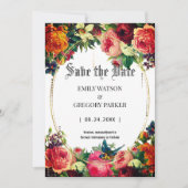 bloemen, goudlijst save the date (Voorkant)