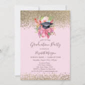 Bloemen Graduation Cap, Diamonds roze Afstuderen Kaart (Voorkant)