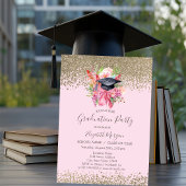 Bloemen Graduation Cap, Diamonds roze Afstuderen Kaart