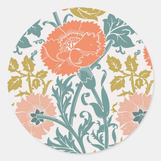 Bloemen,  grafische kunst ronde sticker (Voorkant)