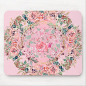 Bloemen grafische kunst, roze bloemenkrans muismat (Voorkant)