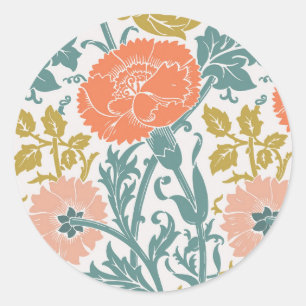 Bloemen, Grafische Vintage Kunst Ronde Sticker