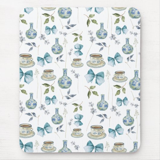 Bloemen Grandmillennial Waterverf Bow Muismat (Voorkant)