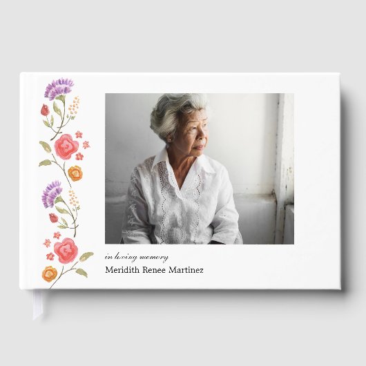 Bloemen grens foto Viering van het leven Gastenboek (Voorkant)