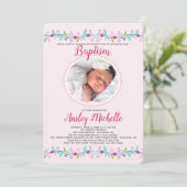 Bloemen Grenzen Foto Uitnodiging (Staand voorkant)