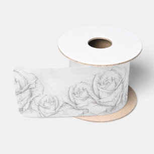 Bloemen Grijze Decoratief van vintage Rozen Satijnen Lint