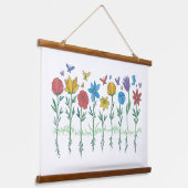 Bloemen groeien ontwerp hangend wandkleed (Gebogen)