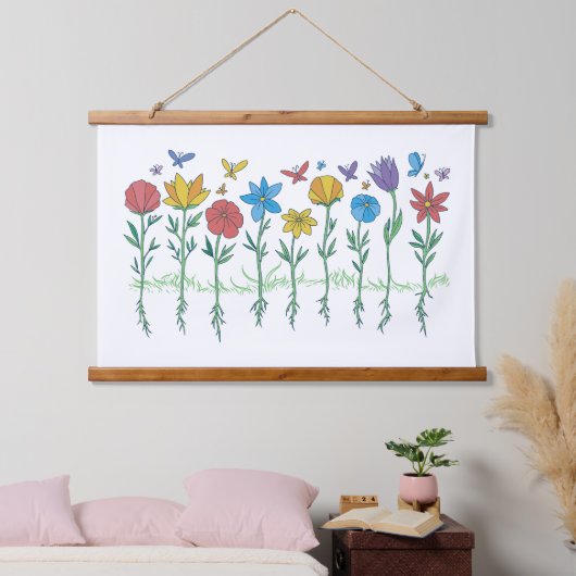 Bloemen groeien ontwerp hangend wandkleed (Slaapkamer)