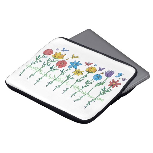 Bloemen groeien ontwerp laptop sleeve (Voorkant top)