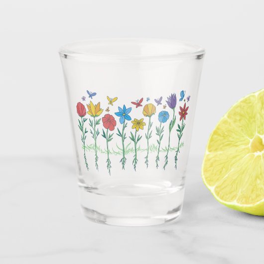 Bloemen groeien ontwerp shot glas (Voorkant)
