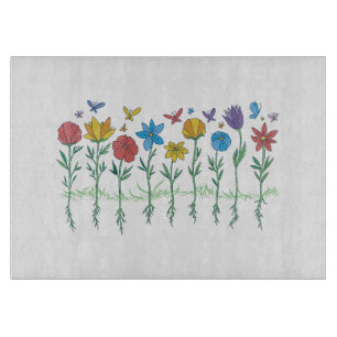 Bloemen groeien ontwerp snijplank