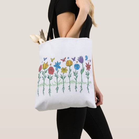 Bloemen groeien ontwerp tote bag (Dichtbij)