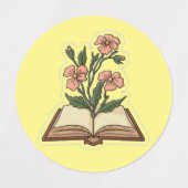 Bloemen groeien uit Boek Sticker (Design 2)