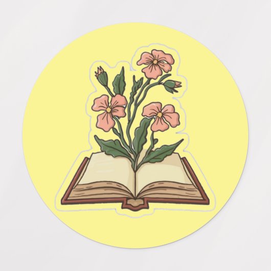 Bloemen groeien uit Boek Sticker (Design 2)