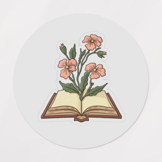 Bloemen groeien uit Boek Sticker (Design 1)