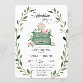 Bloemen groen avontuur Baby shower reizen Kaart