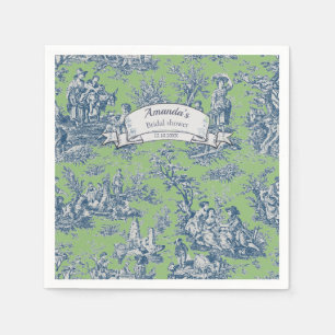 Bloemen Groen Blauw Toile de Jouy Douche Servet