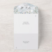 Bloemen groen cascade elegante winter bruiloft all in one uitnodiging (Buitenkant)