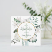 Bloemen groen cirkel doop uitnodiging (Staand voorkant)