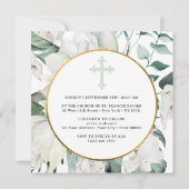 Bloemen groen cirkel doop uitnodiging (Achterkant)