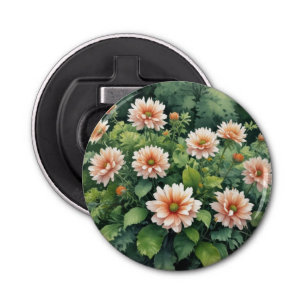 Bloemen Groen Elegante Waterverf Button Flesopener