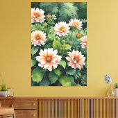 Bloemen Groen Elegante Waterverf Canvas Afdruk (Insitu (Woonkamer))