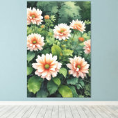 Bloemen Groen Elegante Waterverf Canvas Afdruk (Insitu (Houten vloer))
