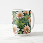 Bloemen Groen Elegante Waterverf Koffiemok (Voorkant rechts)