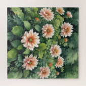 Bloemen Groen Elegante Waterverf Legpuzzel (Horizontaal)