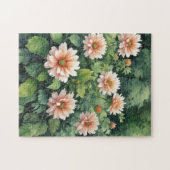 Bloemen Groen Elegante Waterverf Legpuzzel (Horizontaal)