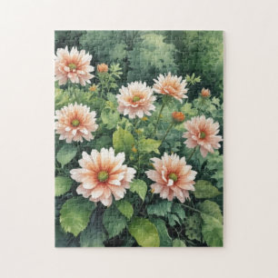 Bloemen Groen Elegante Waterverf Legpuzzel
