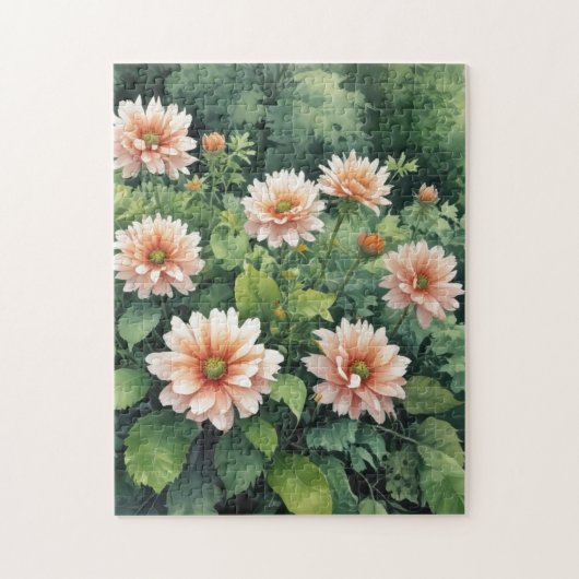 Bloemen Groen Elegante Waterverf Legpuzzel (Verticaal)