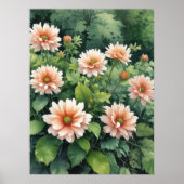 Bloemen Groen Elegante Waterverf Poster (Voorkant)