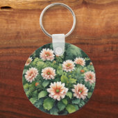 Bloemen Groen Elegante Waterverf Sleutelhanger (Voorkant)