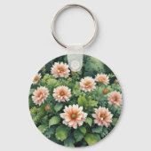 Bloemen Groen Elegante Waterverf Sleutelhanger (Achterkant)